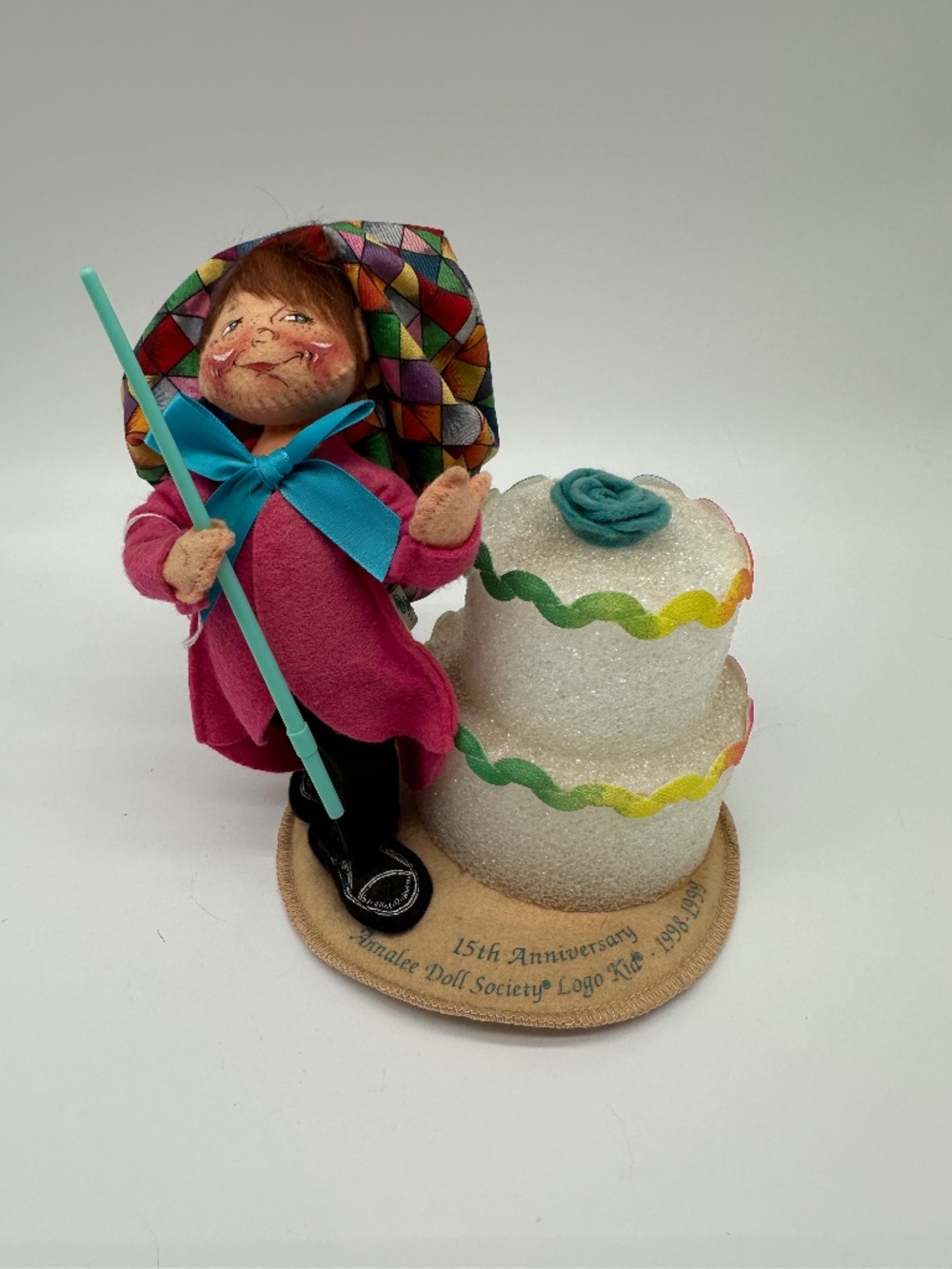 Vintage Annalee 15th Anniversary Logo Kid W/Birthday Cake Figure